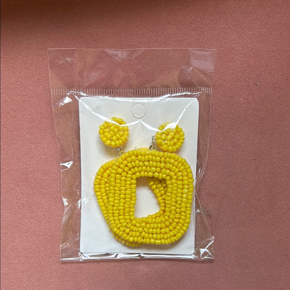 Yellow Beaded Kids Earrings